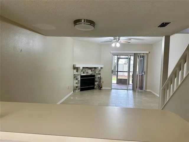 a view of a livingroom with a fireplace