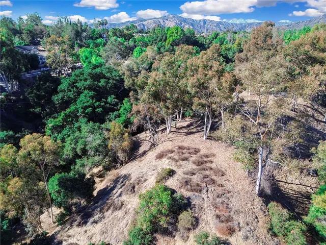 a view of a large yard with lots of green space