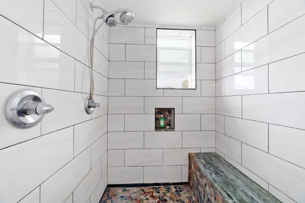 a bathroom with a shower