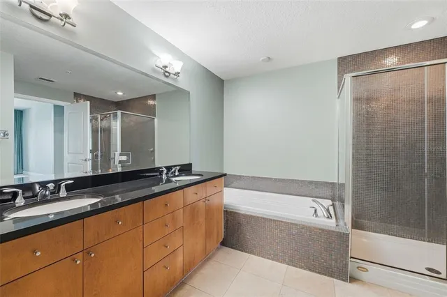 a view of a city that has tall buildings