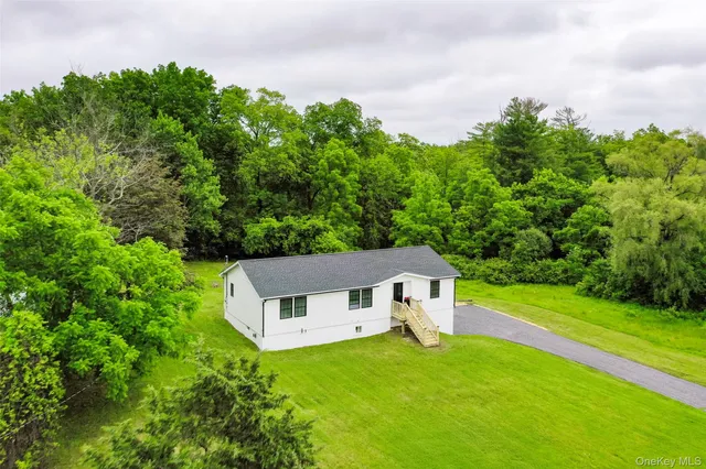 an aerial view of a house