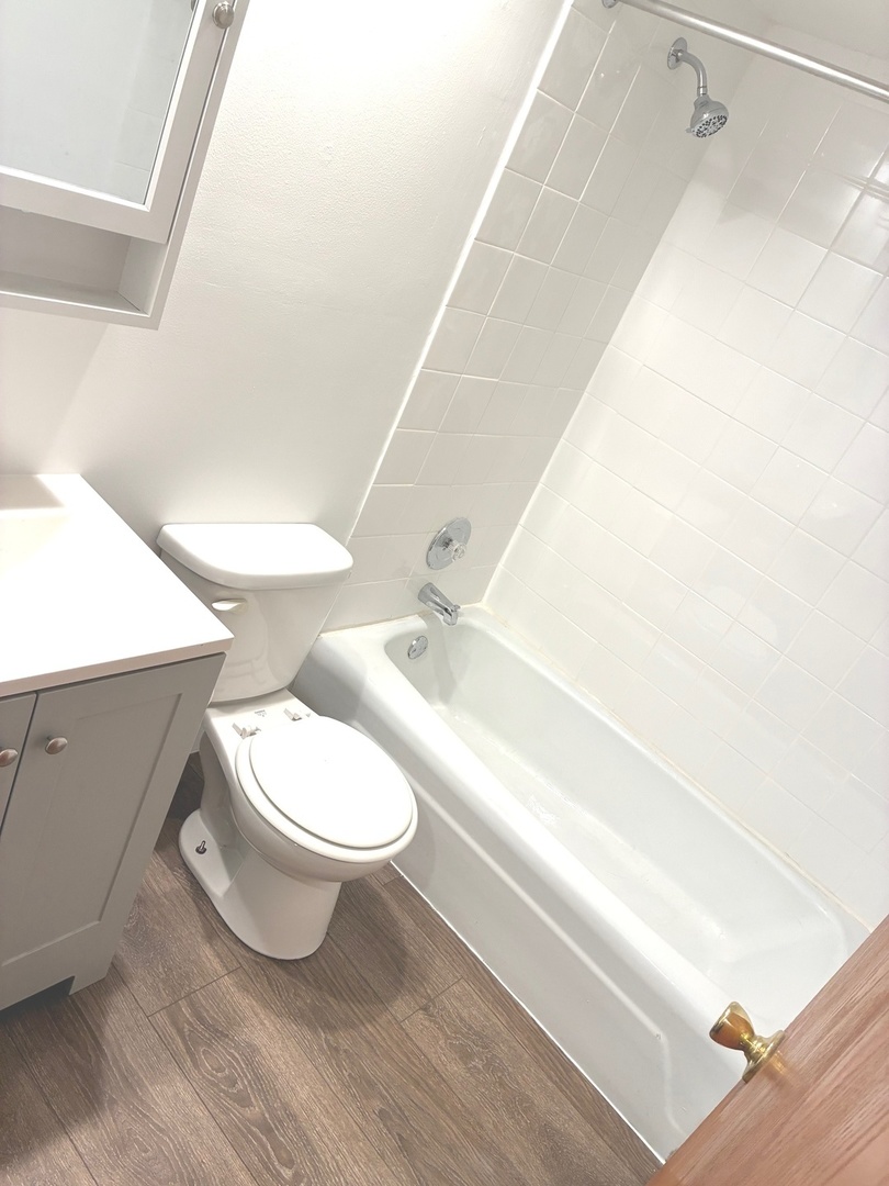 5420 North Kenmore Avenue, Unit 205 Chicago, IL 60640 - Photo 6 of 6 a bathroom with a toilet a sink and bathtub