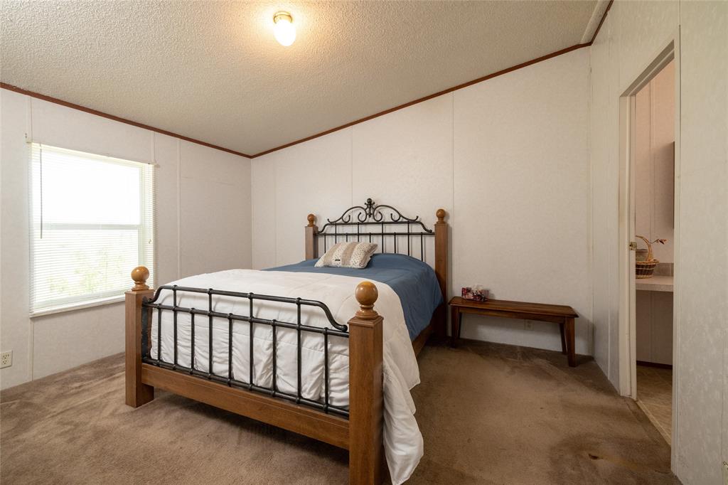 207 Lazy B Lane Springtown, TX 76082 - Photo 22 of 39 Carpeted bedroom with crown molding and a textured ceiling