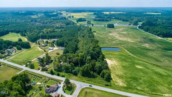 a view of a city with lush green forest