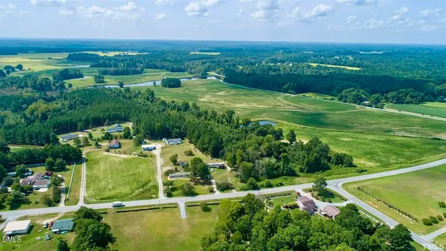 a view of a garden with a houses