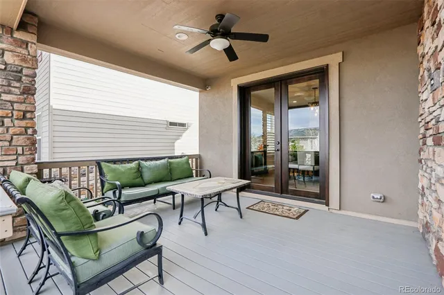 a balcony with furniture