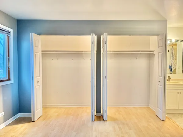 an empty room with a door