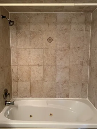 a bathroom with a bathtub