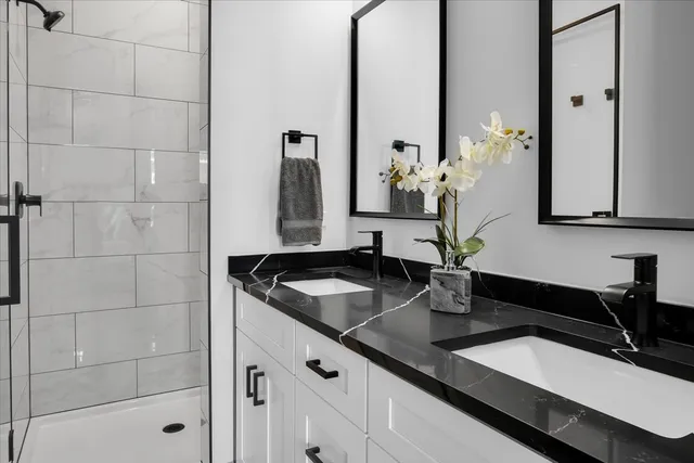 a close view of sink and mirror