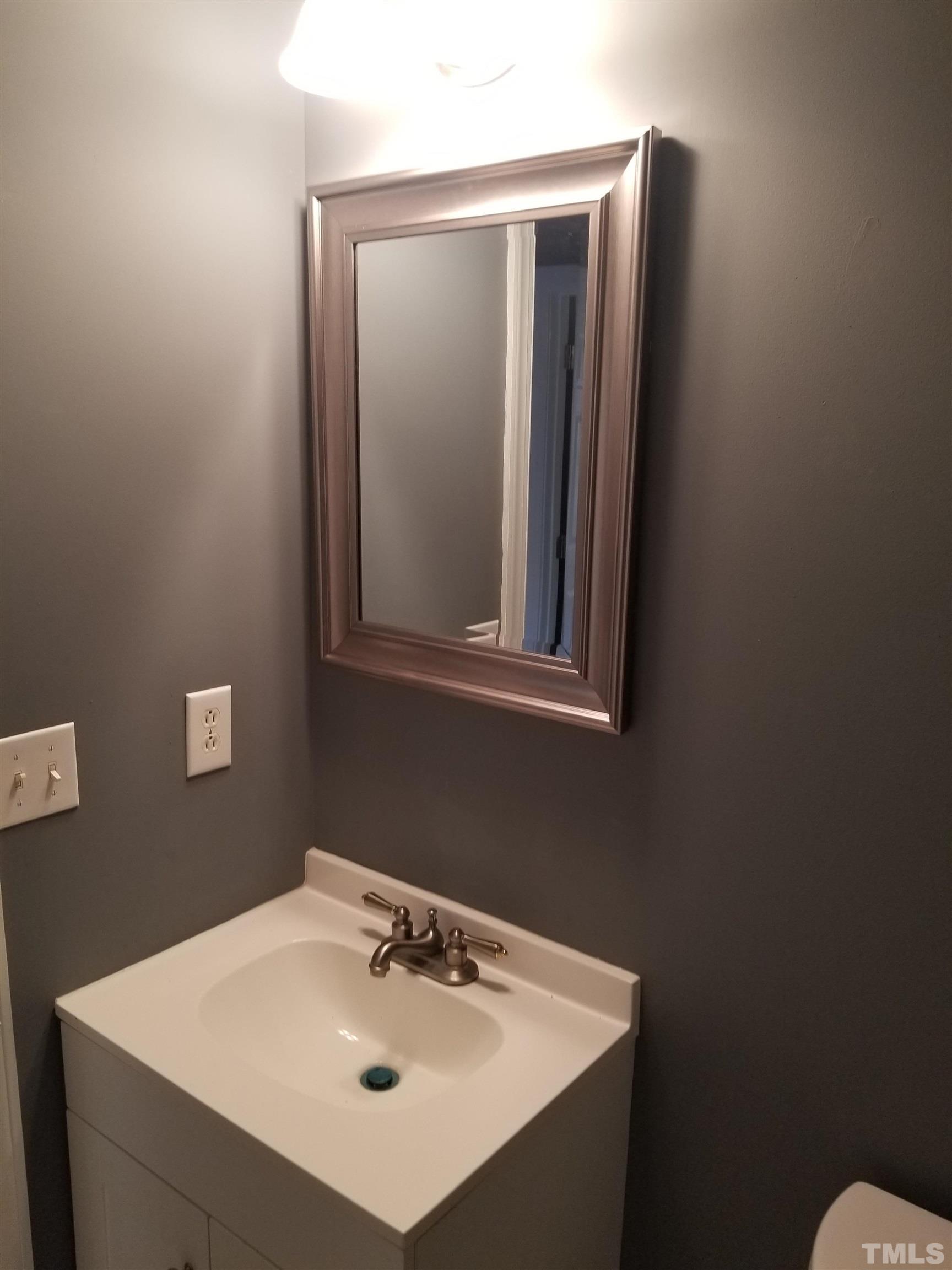 305 North Louisburg Road Spring Hope, NC 27882 - Photo 14 of 16 a bathroom with a sink a mirror and a toilet