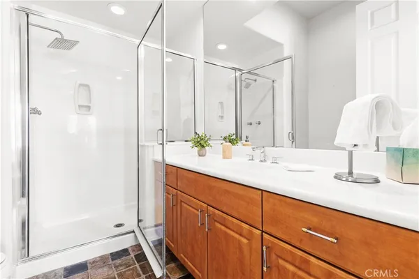 an aerial view of a house with a garden