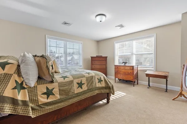 a bedroom with bed and a window