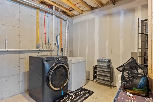 a view of a storage room with shelves