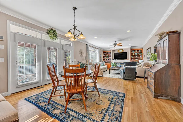 a balcony view with a seating space