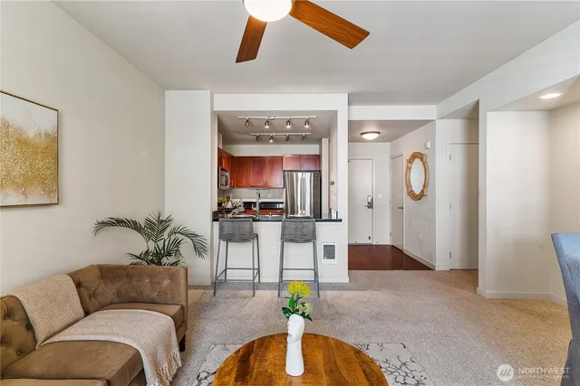 a living room with furniture