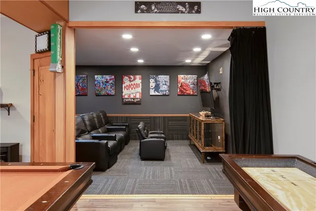 a kitchen with a refrigerator and a counter top