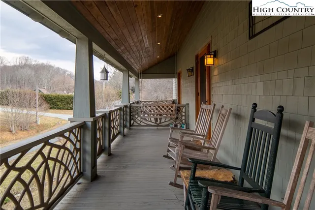 a view of a porch with furniture