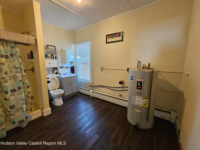 a view of a room with racks on the wall