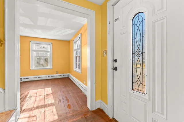 a view of an entryway with a window