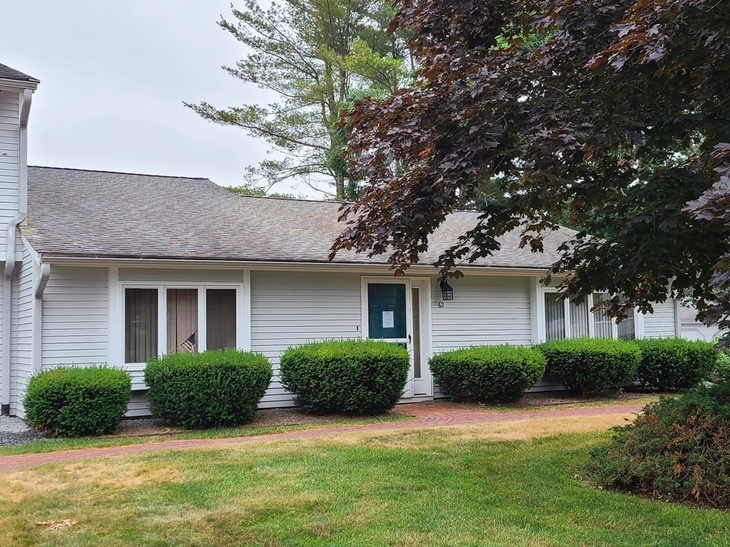 a view of a house with a yard and plants