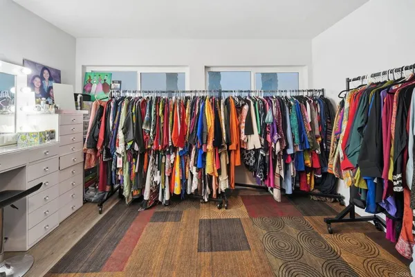 a view of a balcony with an outdoor space