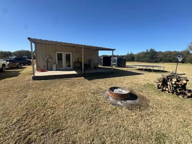 a front view of a house with patio