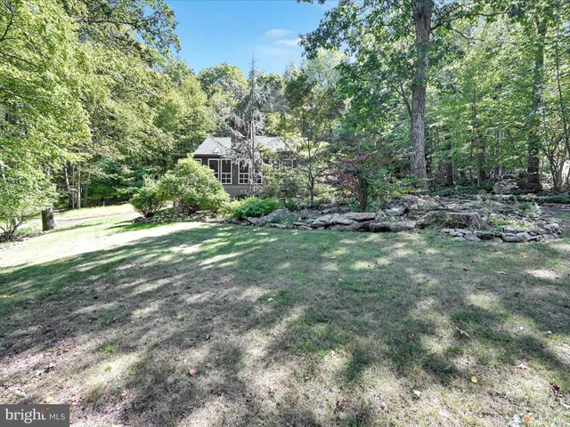 a view of a field with trees in the background