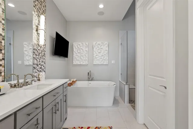 a bathroom with a shower