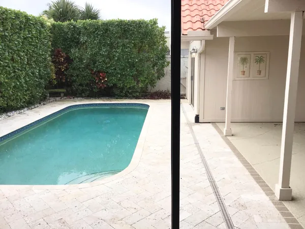 a view of a balcony with an outdoor space