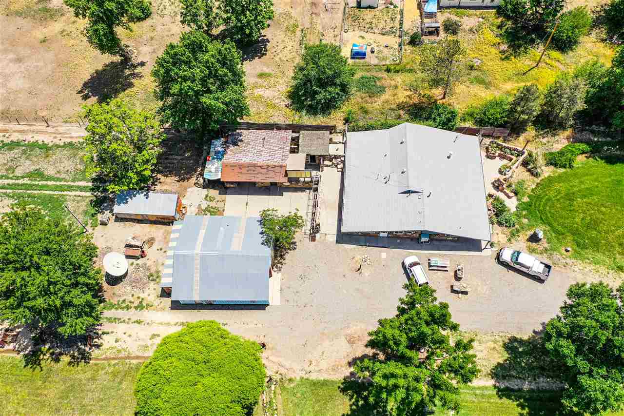 1862 J Road Fruita, CO 81521 - Photo 11 of 22 an aerial view of residential house with pool and trees