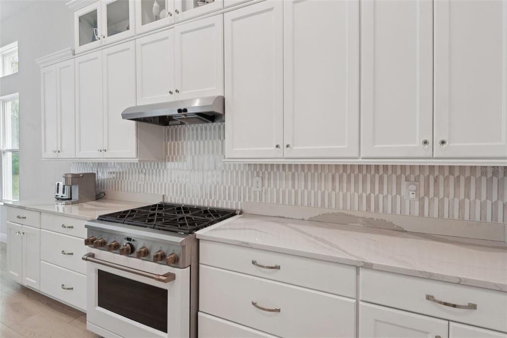 2304 Clement Road Lutz, FL 33549 - Photo 9 of 37 a kitchen with white cabinets and a stove with white cabinets