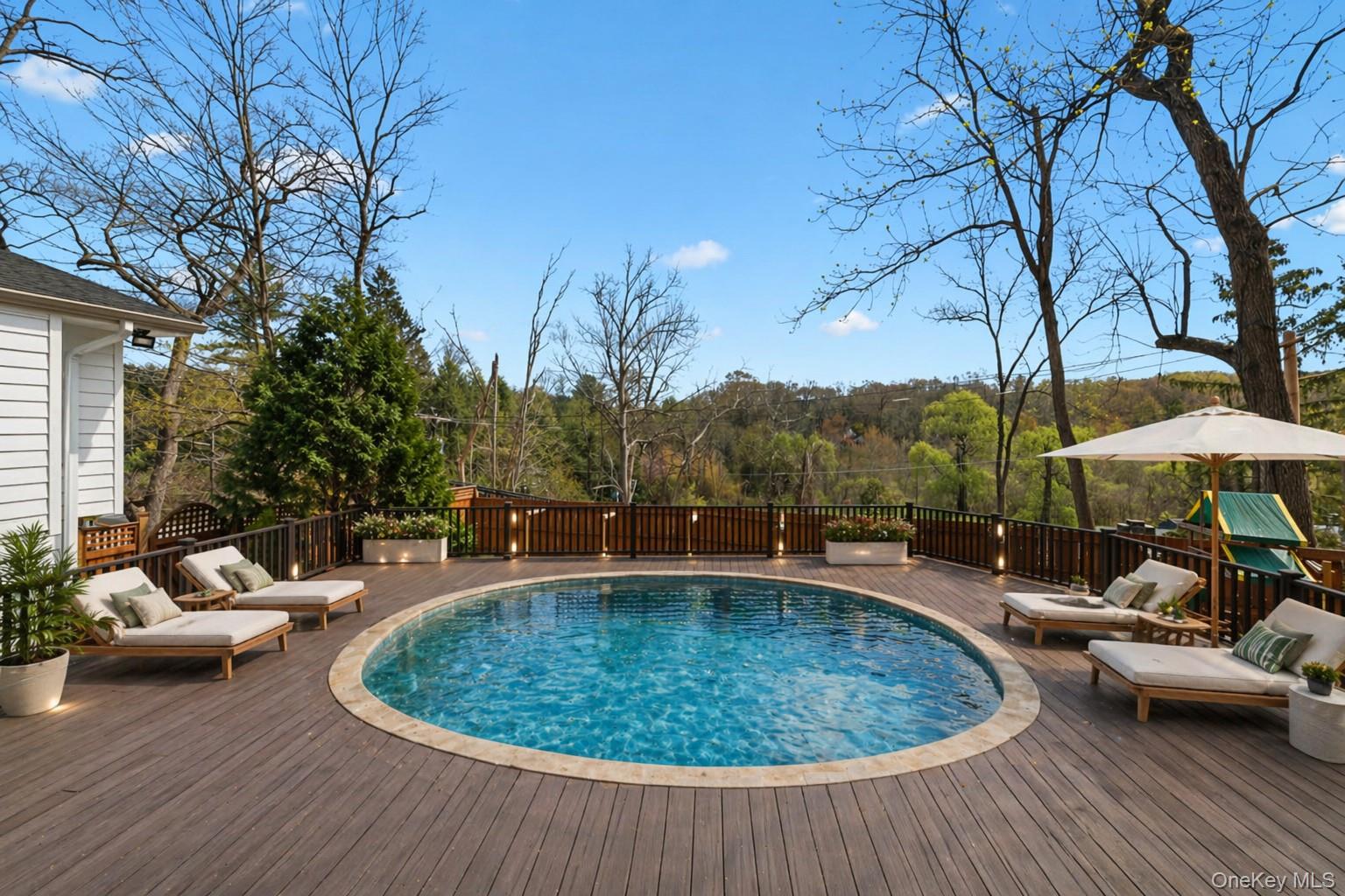 168 Pound Ridge Road Bedford, NY 10506 - Photo 19 of 22 Virtually Staged Deck with Above Ground Pool
