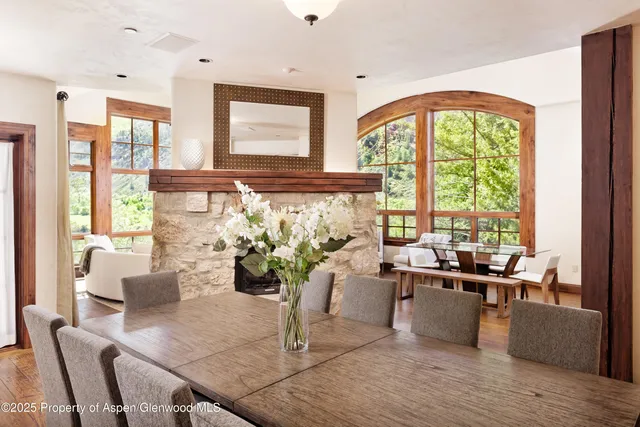 a living room with furniture potted plant floor to ceiling windows