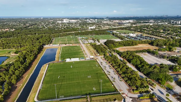 an aerial view of tennis court