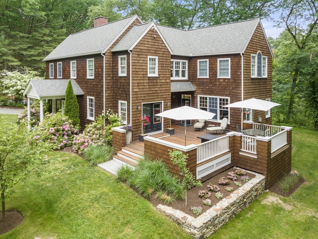 21 Hilltop Road Weston, MA 02493 - Photo 39 of 42 a aerial view of a house with a yard