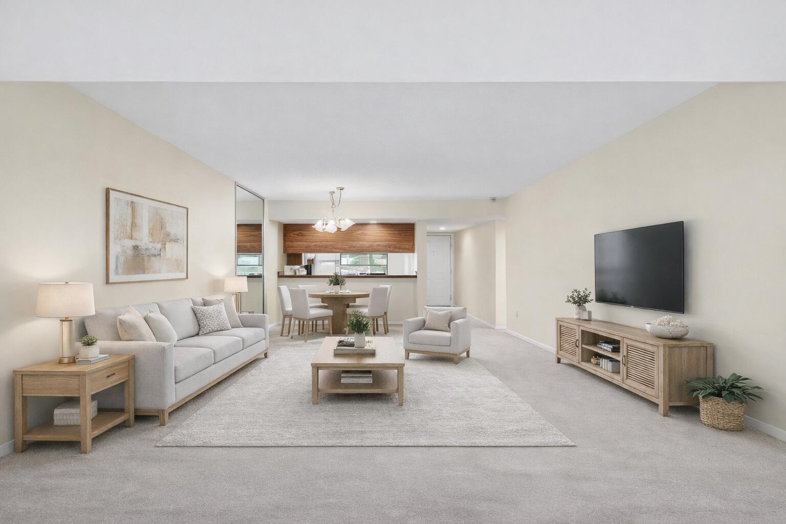 6049 Balboa Circle, Unit 205 Boca Raton, FL 33433 - Photo 13 of 27 a living room with furniture and a flat screen tv