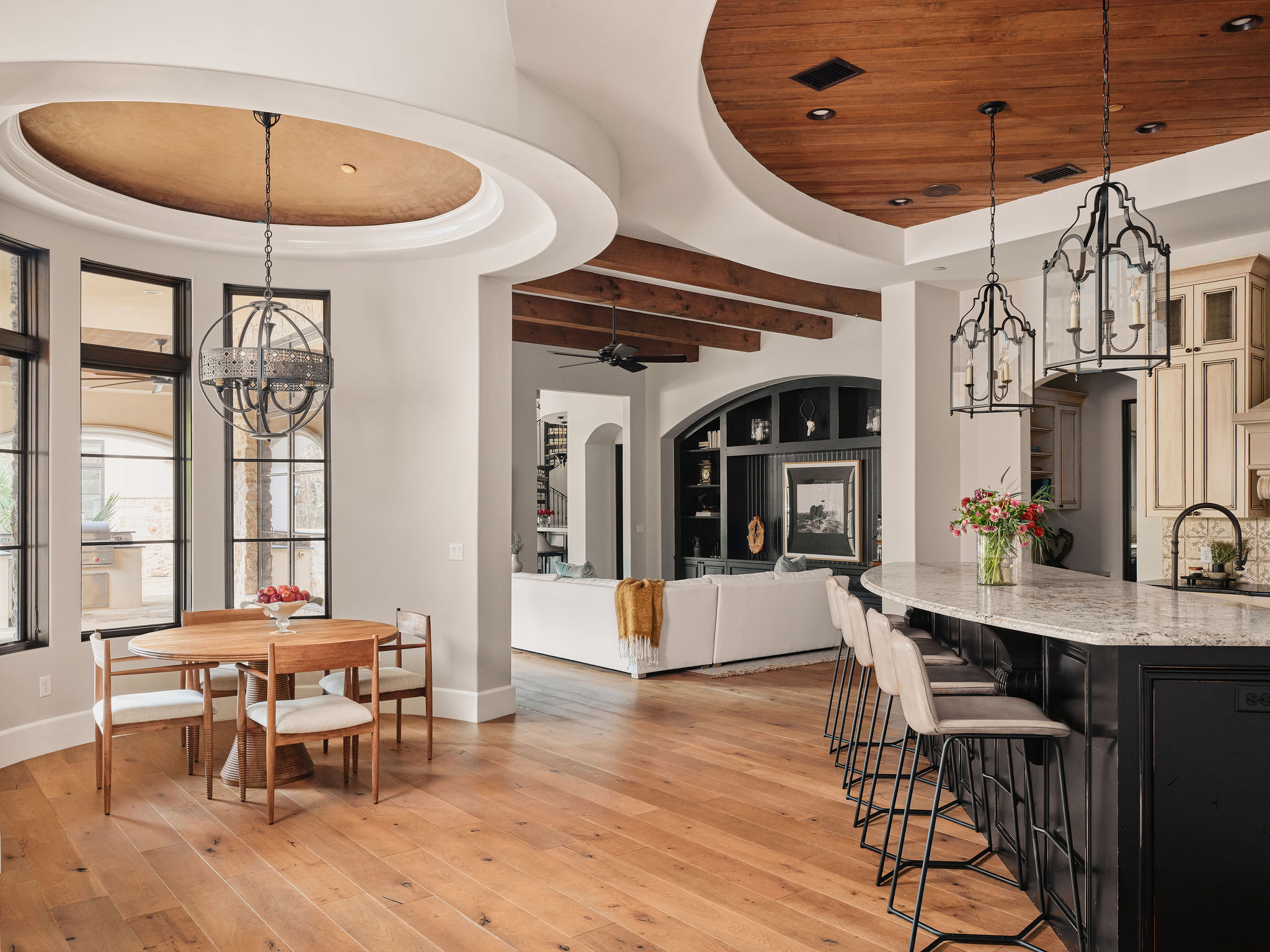3667 Stoneridge Road Austin, TX 78746 - Photo 11 of 40 Architectural curves are echoed intentionally, including ceiling lines designed to follow the shape of the spaces below.