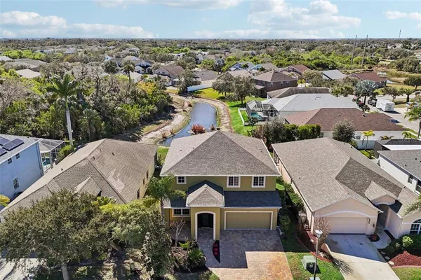an aerial view of a house