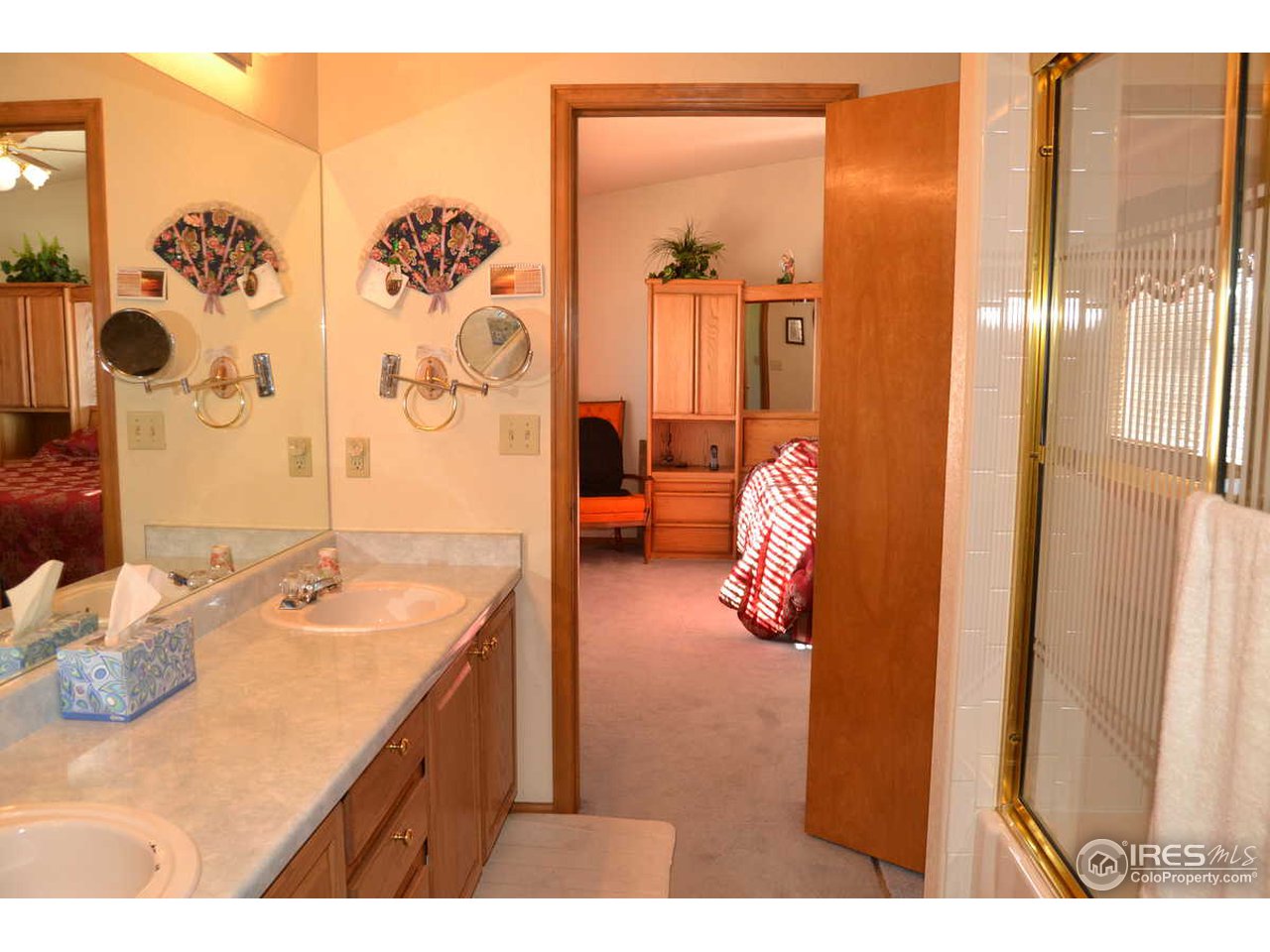 1321 Trail Ridge Road Longmont, CO 80504 - Photo 18 of 25 a en suite bathroom with a granite countertop sink and a mirror