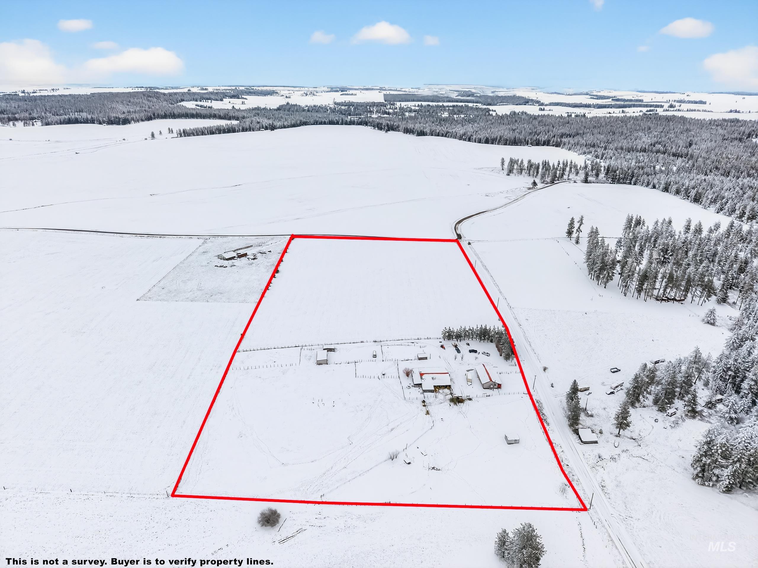 1585 Woodside Road Winchester, ID 83555 - Photo 45 of 47 Snowy aerial view with property boundaries highlighted