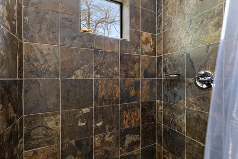 a bathroom with a shower