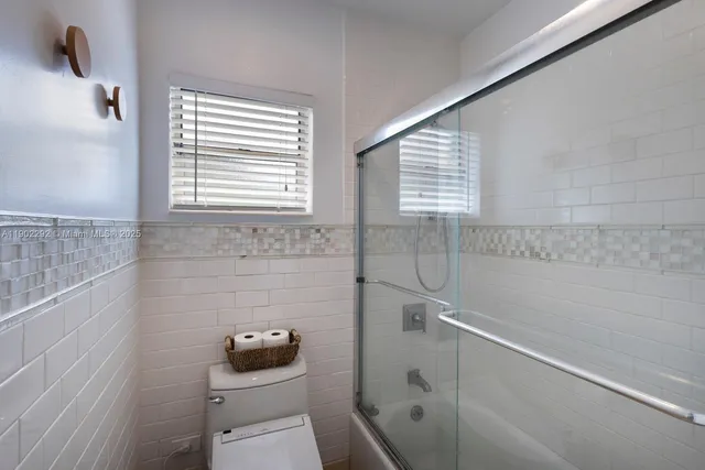 a bathroom with a window