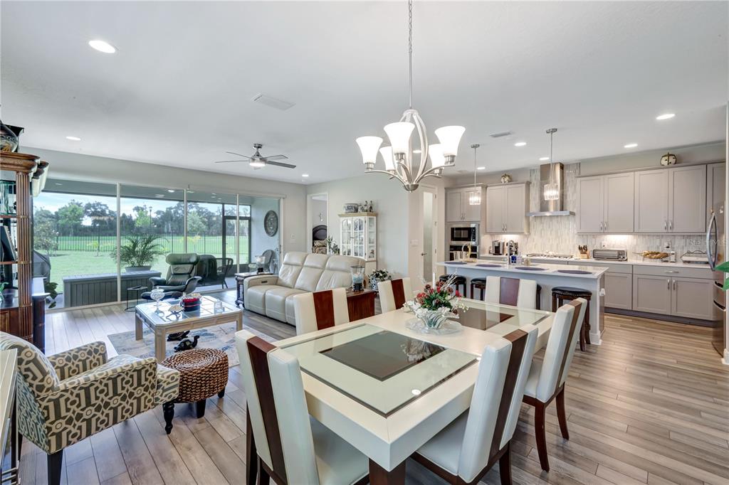 6219 Golden Nettle Drive Apollo Beach, FL 33572 - Photo 10 of 37 a view of a dining room with furniture wooden floor and chandelier
