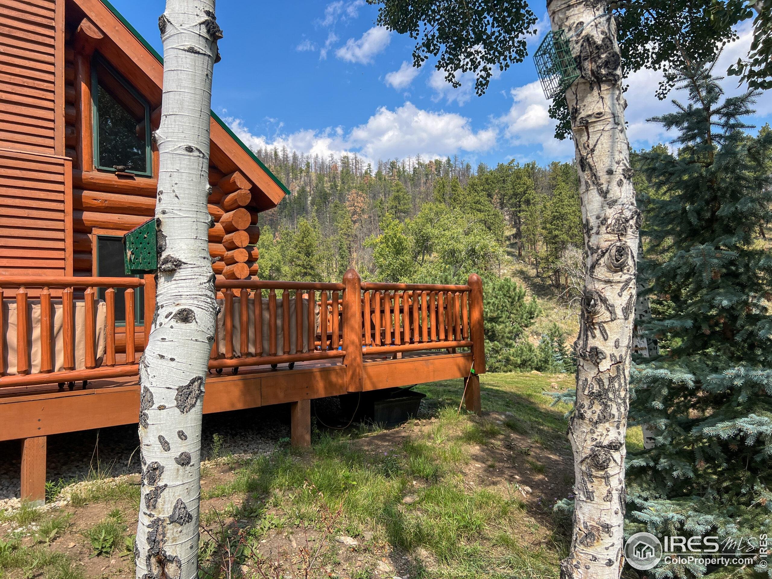 27667 Buckhorn Road Bellvue, CO 80512 - Photo 23 of 40 a view of a deck with a yard