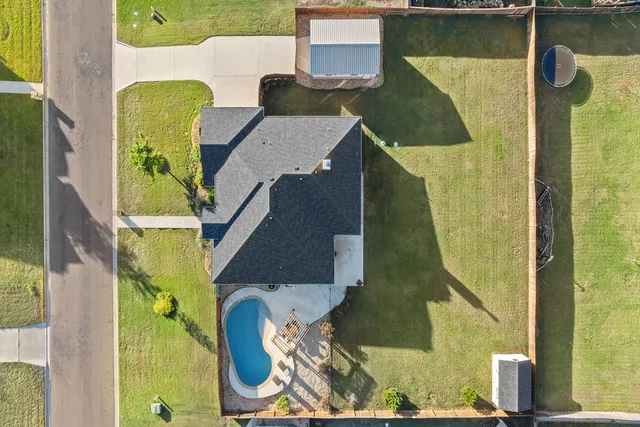 an aerial view of swimming pool