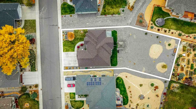 an aerial view of a house