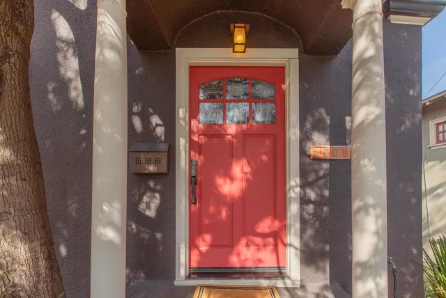 a view of a door of the house