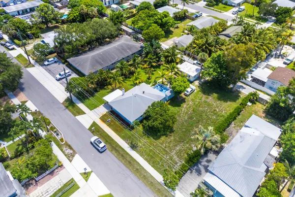 a aerial view of a house with garden