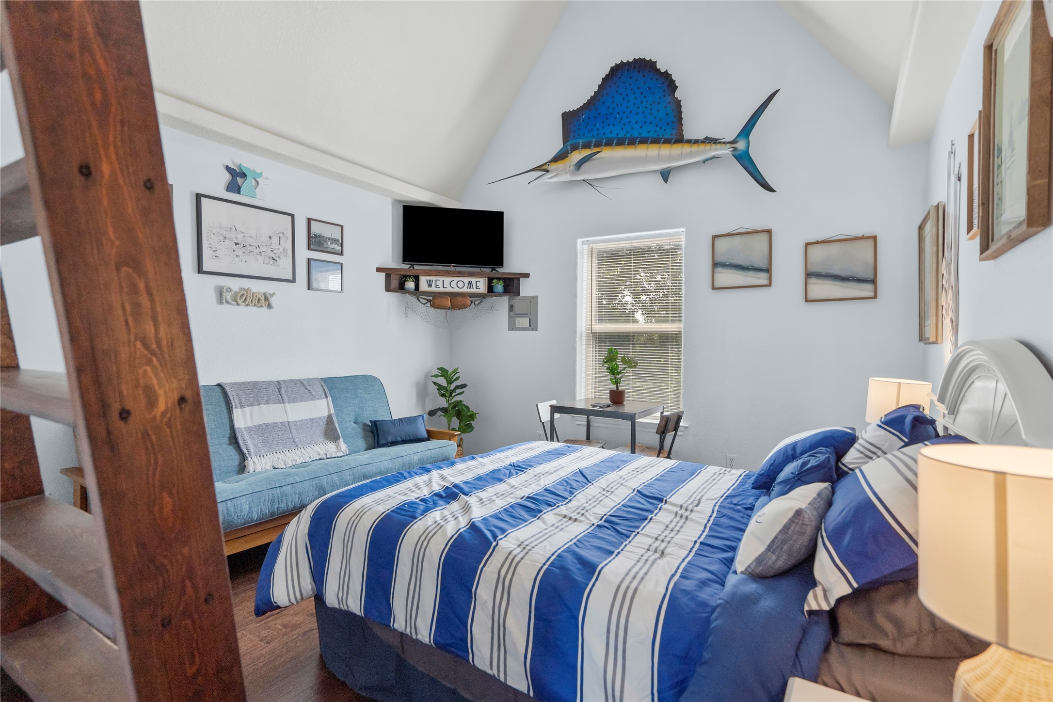 120 Grove Road, Unit 4 Kemah, TX 77565 - Photo 17 of 20 a bedroom with a bed and a tv