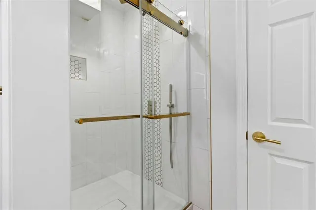 a bathroom with a shower